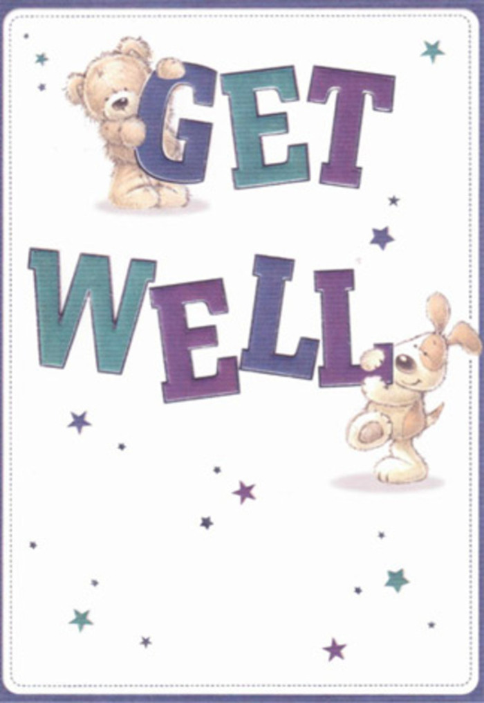 Brimming with gentle encouragement, this get well card's artwork feels right at home amidst Noak Hill's friendly streets. Two endearing figures-a comforting bear and a cheerful puppy-anchor the scene, their playful exchange steeped in affection and goodwill as they send healing wishes into the air. Dappled around them, twinkling starbursts in purples and aquas swirl like confetti, echoing the lively blooms and welcoming gardens that brighten Noak Hill throughout the seasons. The bold, oversized typography-painted with gradients of indigo and teal-grounds the design with assurance and warmth, as tactile as the textured fur on the characters themselves. There's a sense of touch here that rivals even the softest petals or velvetiest leaves arranged by local florists on a crisp morning. Imagine sending this card, paired with vibrant flowers from a cherished Noak Hill shop, to a friend on Mendip Crescent or New Road-the gesture becomes a heartfelt ray of optimism, brightening any recovery. With a breezy, light-filled mood and an undercurrent of honest sincerity, this illustration is tailor-made to lift spirits across Noak Hill's caring community.