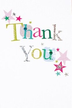 Bathed in soft light that mirrors a sunny Noak Hill morning, this thank you card bursts with jubilant colour and heartfelt design. 'Thank You' is crafted across its centre, each letter distinct and expressive-a patchwork of lush hues and playful patterns. Some shimmer with silver, others pop with teal or bold fuchsia, all accented by delicate polka dots or hand-stitched flourishes, echoing the creative handwork found in Noak Hill's independent shops along Paines Lane. Tiny stars, rendered in sparkling magenta, gold, and turquoise, scatter around the phrase like confetti after a garden celebration, their energy lifting the composition. The white background is pure and inviting, transforming the card into a bright canvas that highlights every joyous colour and texture. There's an irresistible sense of file craftsmanship, a tactile promise that the sender's gratitude is as genuine as the blooms arranged by our team at Flowers Noak Hill. The whole presentation brings to mind bouquets delivered for neighbourhood festivities, brimming with life and personal touch. Whether given after a lively summer gathering in Noak Hill Park or slipped in with a bouquet for a close friend, this card's design speaks clearly: thankfulness, joy, and the beauty of sharing kindness.