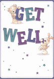 With its joyful illustration and vibrant palette, this get well card radiates the warmth and encouragement that defines Noak Hill. The card springs to life as a plush teddy bear and an adorable puppy balance and embrace large, lively letters spelling 'Get Well,' their energy mirrored by scattered stars in various shades of deep blue and purple. These cheerful shapes, set against a soft cream-white background, evoke the gentle brightness felt strolling through Noak Hill's leafy lanes on a sunny afternoon. The bear's fluffy coat and the pup's floppy ears are so finely detailed, they become almost tangible-offering an imagined, comforting hug. The composition's lightness, combined with the vivid text colours, acts as a visual tonic for the soul, much like the thoughtful bouquets regularly hand-delivered by Flowers Noak Hill to neighbours in recovery. Every element radiates heartfelt kindness, providing a perfect blend of comfort and optimism for friends or loved ones in Noak Hill, ensuring that every get well wish feels personally crafted and sincerely given.